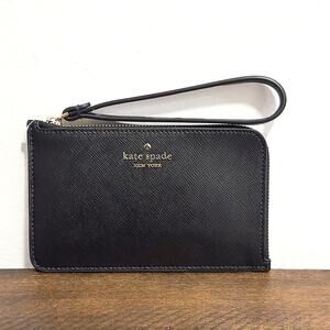 NWT: Kate Spade: Women's, Lucy, Black, Leather,  L-zip Wristlet (small)